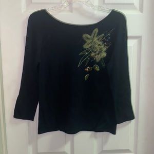 Anthracite size medium black floral embroidered sweater